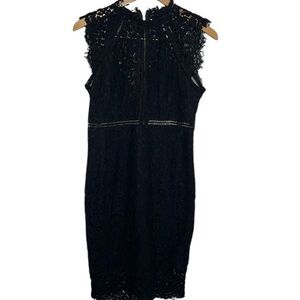 Bardot Black Lace Crochet Sleeveless Dress LBD Women Size 8